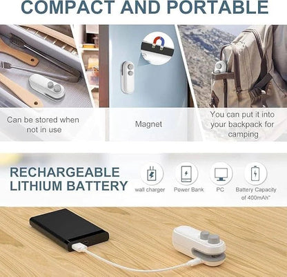 Portable Mini Sealing Machine-USB Rechargeable, 2-in-1 Seal & Cut